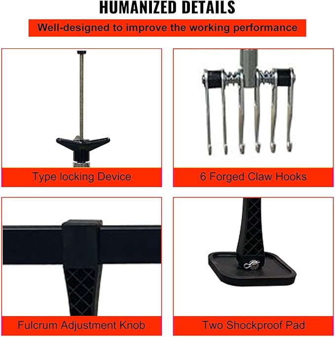 Car Dent Bar Hand Puller Pull Lever Pulling Kit Removal Hammer Repair Auto Body Tool (Black)