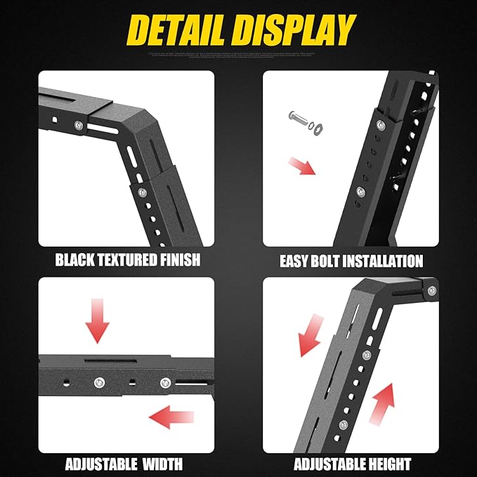 Bed Rack Overland Racks Truck Cargo Carrier with 2 LED Light Bars Compatible with Ford F-150/F-250/F-350, Ram 1500/2500/3500, Chevy Silverado, GMC Sierra, Toyota Tacoma,Tundra, Sequoia, Titan