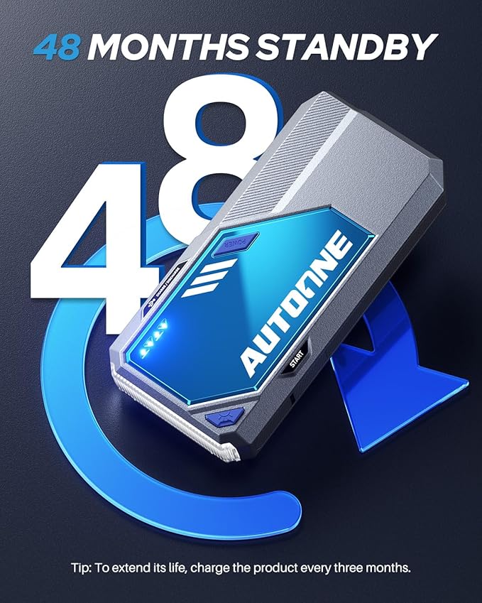 AUTOONE M4 Jump Starter 8000A Car Battery Jumper Starter Portable, 12V Jump Pack (All Gas/12L Diesel) Jump Box for Car Battery with Built-in Booster, Storage Case, LED Light, Jumper Cables