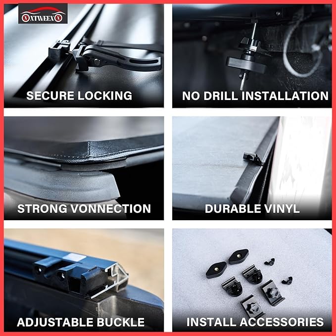 Soft Quad Fold Truck Bed Tonneau Cover Compatible with 6.5 FT (79") 2014-2018 Chevy Silverado/GMC Sierra 1500, 2015-2019 Silverado/Sierra 2500 3500 HD 6.5 FT (79") Bed