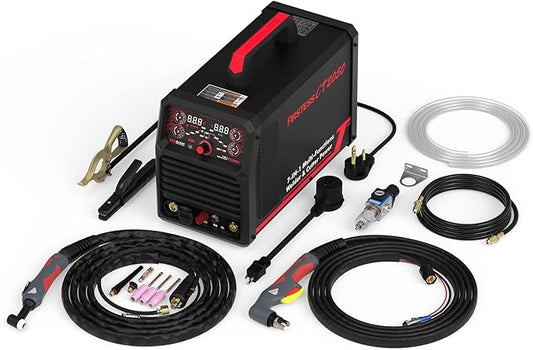 YESWELDER CT2050 AC/DC TIG Welder/Non-High frequency Plamsa Cutter Built-in Compressor/Stick Welder, 96-265V Wide Voltage Power Factor Correction Technology Multiprocess Welder