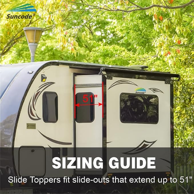 Suncode Slide Topper Awning White RV Slide Out Awning Slide Out Protection Modular Designed for RVs,Travel Trailers,5th Wheels,and Motorhomes 6'7"(6'1"Fabric)