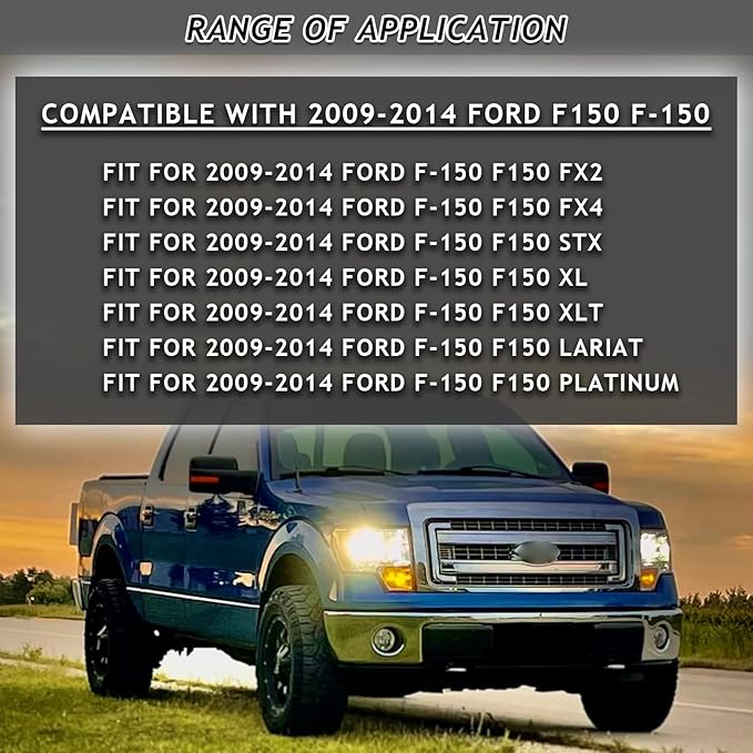 Front Bumper Grille Grill Fit For 2009-2014 Ford F150 F-150 XLT Style Front Hood Upper Grille Guard Cover Replacement For DL3Z8200DA/DL3Z8200CA (Chrome)