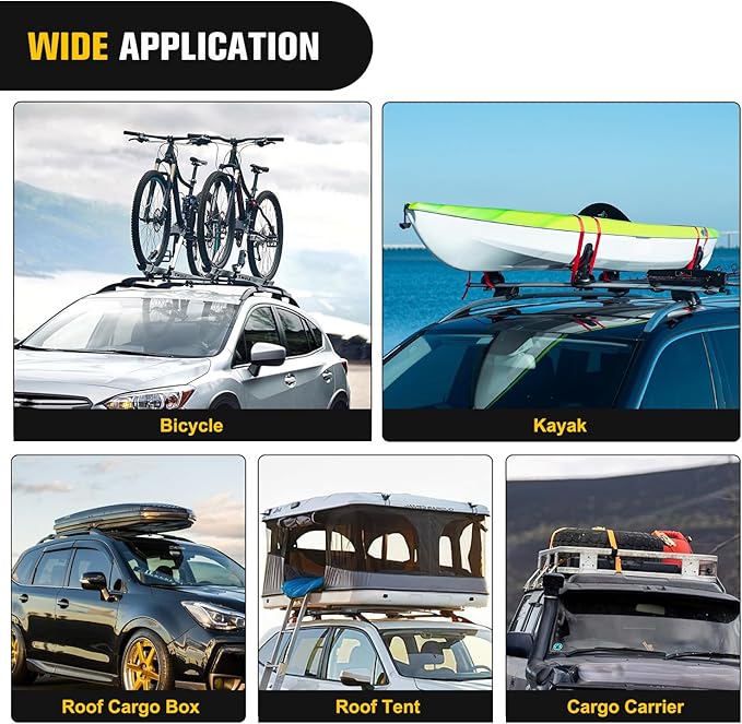 Nilight Roof Rack Cross Bars Fit for Subaru Forester 2014 2015 16 17 18 19 20 21 22 2023 Aluminum Heavy Duty Rails Crossbars with Rubber Pad for Rooftop Cargo Carrier Kayak(Only Fit Raised Side Rails)