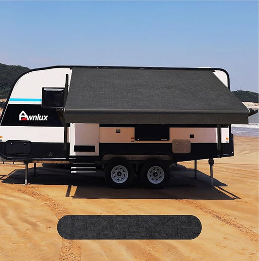 AWNLUX-RV Awning Fabric Replacement - Heavy Duty Weatherproof 4-Ply Vinyl Camper Awning Fabric - Universal Outdoor Canopy for Camper, Trailer, and Motorhome Awnings - Solid Black - 17' (Fabric 16'2")