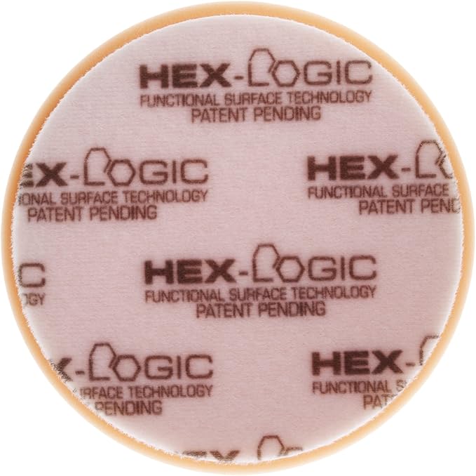 Chemical Guys BUFX_102HEX6 BUFX_102_HEX6 Hex-Logic Medium-Heavy Cutting Pad, Orange (6.5 Inch Pad Made for 6 Inch Backing Plates), 1 Pad Included