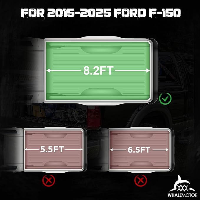 Hard Folding Truck Bed Tonneau Cover Compatiable with Ford F150 F-150 2015-2025 8.2 FT Long Box, Tri Fold Style