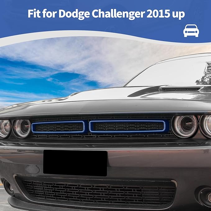 for Challenger Grille Insets Trim Cover Fit for Dodge Challenger 2015-2023 Blue Exterior Accessories 2pcs