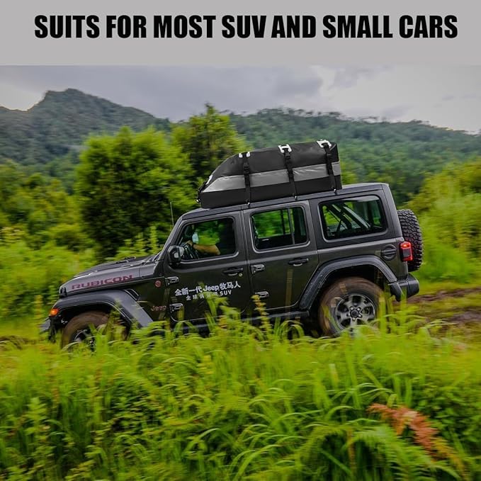Car Roof Bag, Rooftop Cargo Carrier 21 Cubic Feet, Waterproof Car Topper Luggage Carrier with/Without Rack, Includes Anti-Slip Mat, 8 Reinforced Straps, 8 Door Hooks, Luggage Lock, Storage Bag