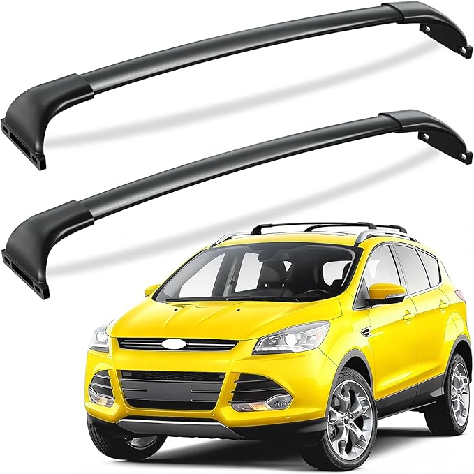 Tuyoung All-Aluminum Roof Racks Cross Bars Compatible with Ford Escape 2013 2014 2015 2016 2017 2018 2019, 220lbs Heavy Duty Aluminum Crossbar Roof Rail Cargo Carrier Rooftop Car Black Accessories