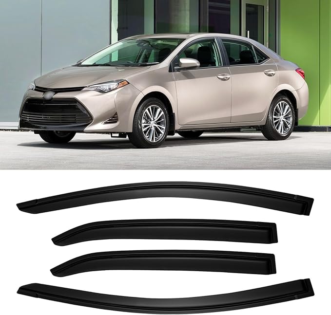 Window Rain Guards for 2014-2019 Toyota Corolla, Window Visor Guard Vent Wind Shade Deflector Rain Shield Protector Sun for 14-19 Corolla 2015 2016 2017 2018 14 15 16 17 18 19,Outside-Mount, 4PCS