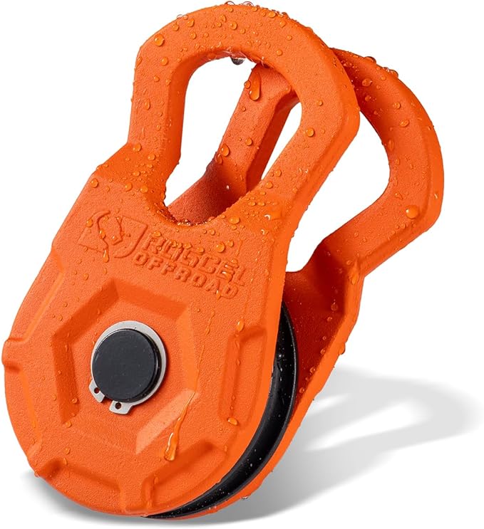 RUGCEL WINCH Snatch Block 12T, Heavy Duty Recovery Winch Pulley Compatible with Synthetic Rope & Steel Cable,E-Coated Orange Finish, for Truck, Tractor, ATV & UTV (12T-Orange)