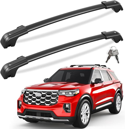 KINGGERI 330lbs All Aluminum Roof Rack Cross Bars Compatible with Ford Explorer 2020 2021 2022 2023 2024 2025 2026, Heavy Duty Lockable Roof Rails Crossbars Rooftop Cargo Basket Luggage Accessories