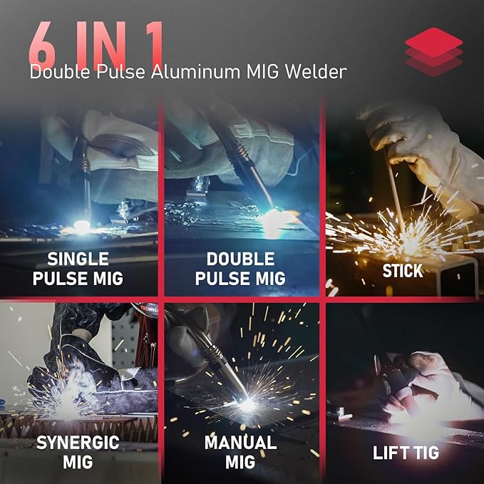 YESWELDER 200Amp Aluminum MIG Welder with Pulse YWM-211P, 110/220V Dual Voltages MIG/Stick/Lift TIG Multi Proces MIG Welding Machine,Spool Gun Compatible