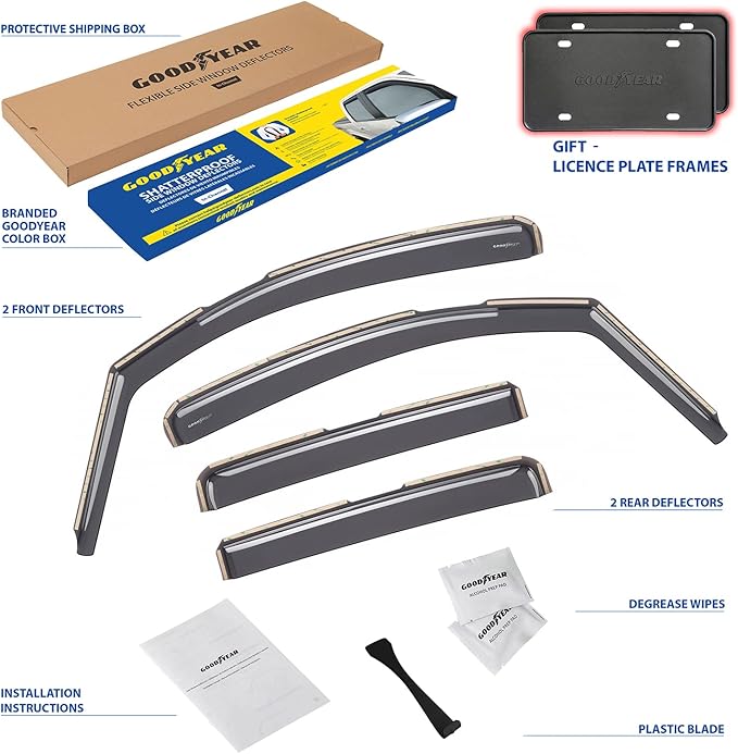 Goodyear Shatterproof in-Channel Window Deflectors for Buick Encore 2013-2022, Rain Guards, Visors for Cars, Vent Deflector, Car Accessories, 4 pcs - GY007723