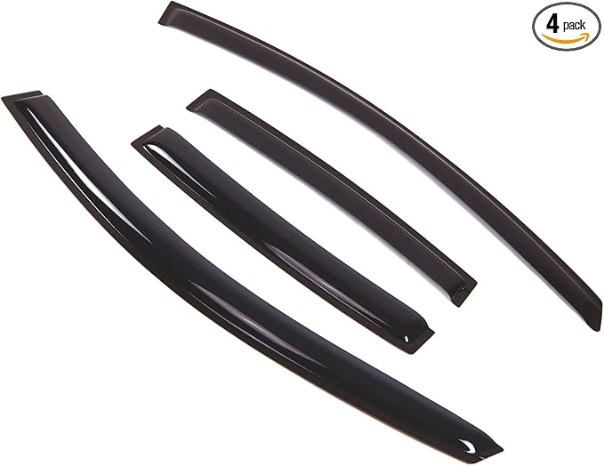 TuningPros Outside Mount Window Vent Visors Rain Guards Compatible with Toyota Echo Sedan 2000-2005 | Side Window Wind Deflectors Rain Shields | Smoke Tinted, 4 Pcs Set, DGWV-426