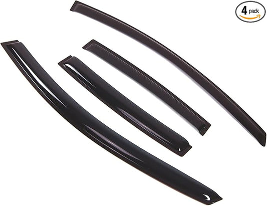 TuningPros Outside Mount Window Vent Visors Rain Guards Compatible with Toyota Echo Sedan 2000-2005 | Side Window Wind Deflectors Rain Shields | Smoke Tinted, 4 Pcs Set, DGWV-426
