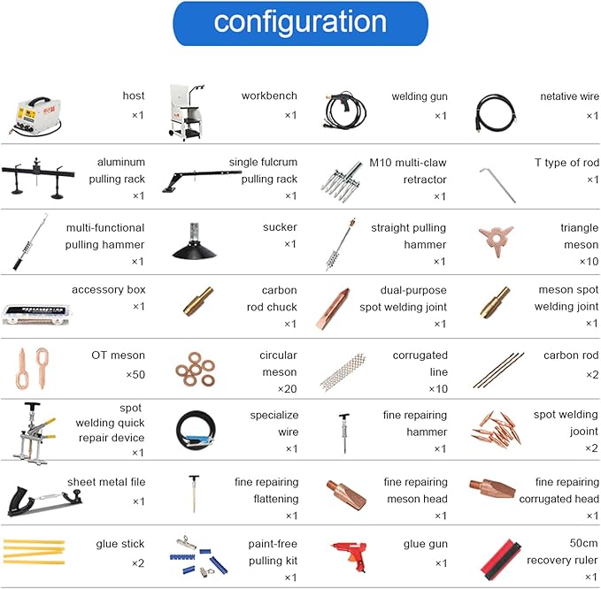Steel Dent Pulling Machine Stud Welder Dent Repair Kit Vehicle Body Repair Dent Removal Tools with Professional Tool Cart 220V (90ES)