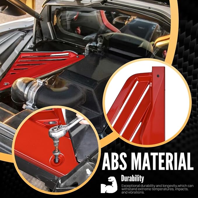 2Pcs Red Engine Bay Panel Cover,Rear Engine Covers Left Right Engine Case Guards Protector Compartment Filler Covers for Corvette C8 Stingray 2020+ for C8 Z06 2023+