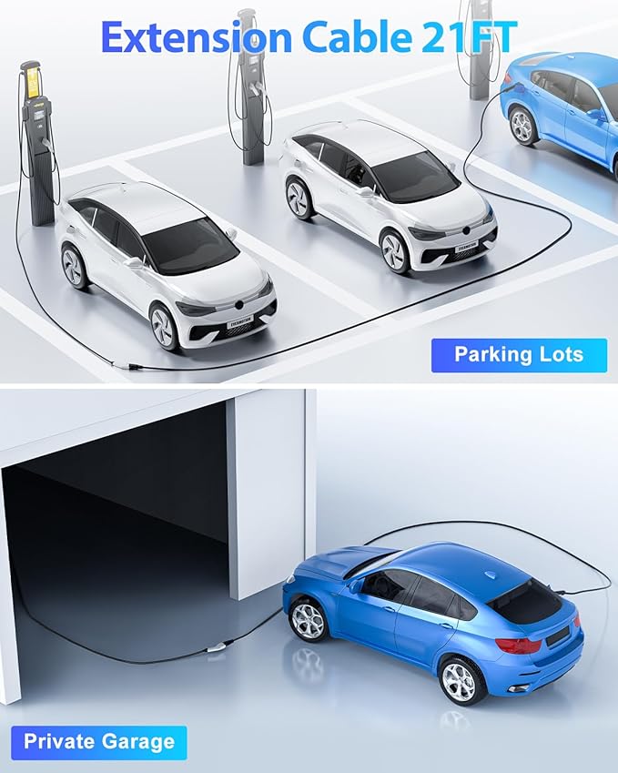 EV Charger Extension Cable, J1772 Extension Cable 50A 40FT Charging Cord for Electric Vehicle 110V-240V Compatible for All SAE J1772 Chargers (50A - 40FT)