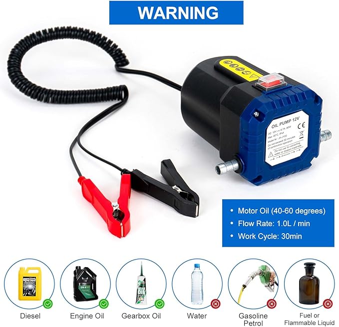 AIGMISON Oil Change Pump Extractor, 12V 80W Electric Oil Transfer Pump, Motor Oil Diesel Fluid Pump with Tubes