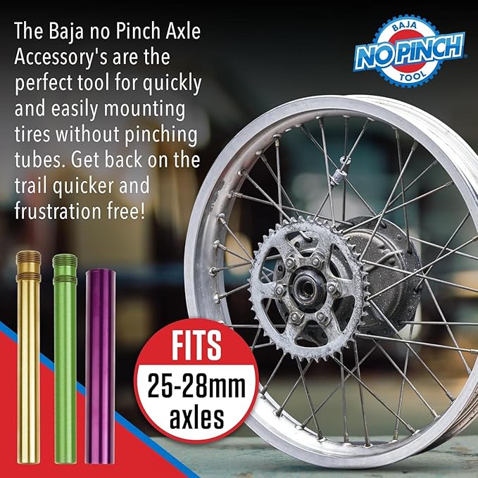 BAJA NO PINCH Kit 17mm Axle Shaft Accessory, Fits 17-19mm Axles, Mounts Tires Quickly Without Pinching Tubes for Wheel Dirt Bike Motorcycle Changing Tool - Tire Repair Kit, Motocross and Enduro.