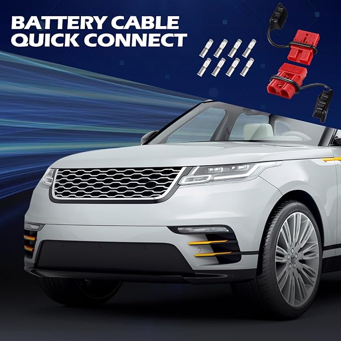 Frienda 4 Pieces 6-12 Gauge 50A Battery Quick Connector 12-36V Disconnect Wire Harness Plug Kit Battery Quick Connector Disconnect Plug for Motor Winch Trailer(50A)