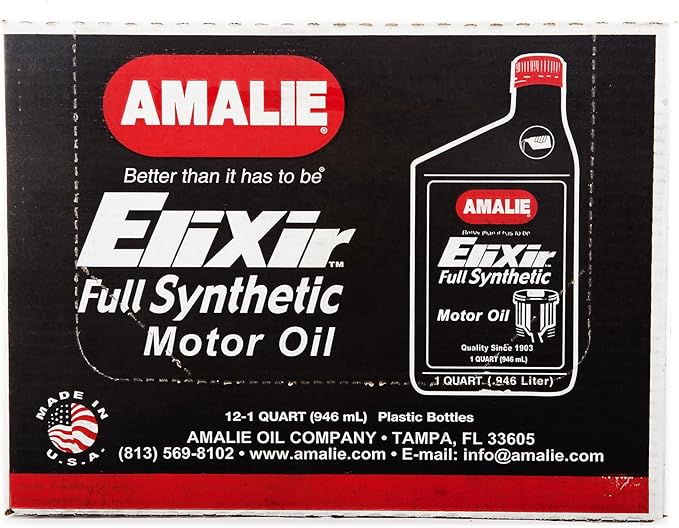 AMALIE Elixir Full Synthetic 15W-50 (160-75736-56) 1 Quart Bottle, Pack of 12 | Made in USA