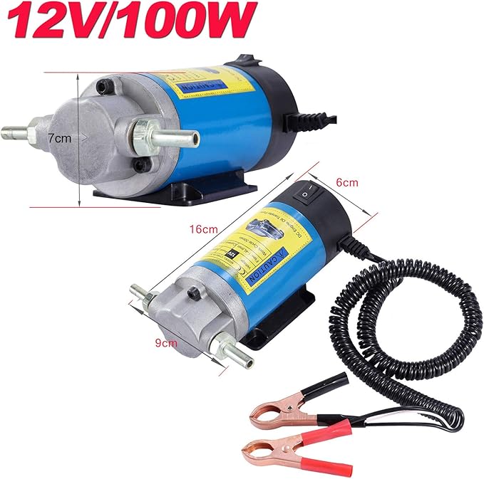 AIGMISON 12V 100W Engine Oil Pump, Electric Oil Change Extractor Pump，Electric Fluid Transfer Pump for Engine Oil, Equipped With 3 Pipes-Low Noise