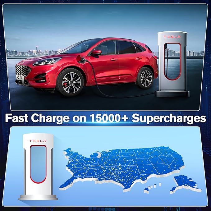 NACS to CCS1 Charging Adapter Tesla Supercharger Adapter 500A/1000V Max 250KW NACS to CCS Electric Vehicle Fast DC Charging Adapter Compatible with Ford,GM,Volvos,Nissan Ariya and Polestar EVs