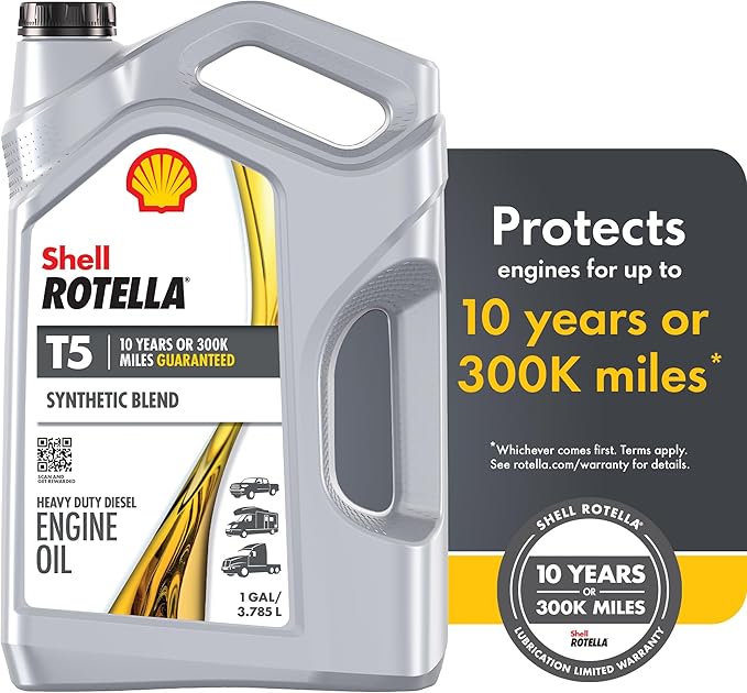 Shell Rotella T5 Synthetic Blend 15W-40 Diesel Engine Oil, 1 Gallon