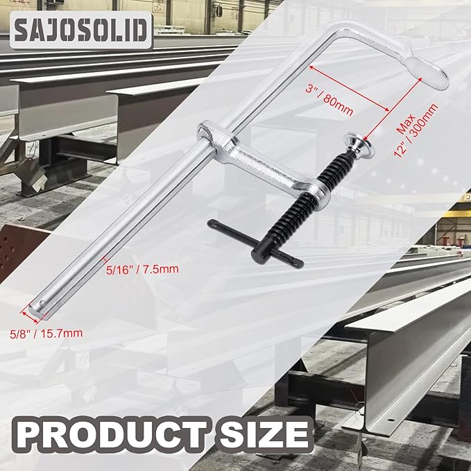 4 Pcs Welding Clamps Heavy Duty with 3" Throat Depth, Bar Size 5/8" x 5/16" (15.7 x 7.5 mm), 440 Lbs Clamping Force, Forged Steel Bar Clamp for Wood, Metal, Pipe, Welding and DIY Projects