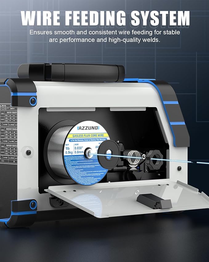 AZZUNO MIG Welder 135Amp 110V, 3 in 1 Gasless Flux Core MIG Welder/Lift TIG/Stick Welding Machine, Wire Feed Welder with Synergic Control