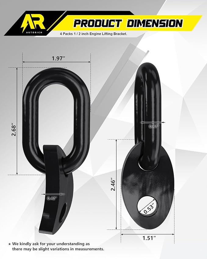 7100 Lifting Bracket Set for Engine - 4 Heavy-Duty Engine Lift Bracket 5500 Lb Capacity, Engine Support Bar for Lifting Slings and Load Levelers, Black