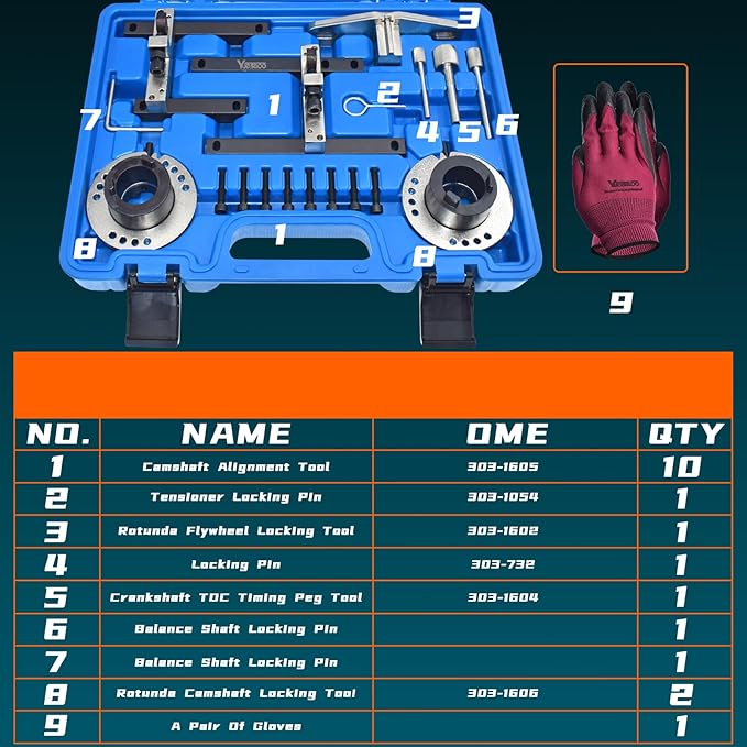 Belt Engine Timing Tool Kit, Compatible with Ford 1.0 EcoBoost Focus Fiesta, Petrol Engine Timing Belt Tools Lock Tool KIT SCTi 303-1605 303-1606 303-1604 303-1602