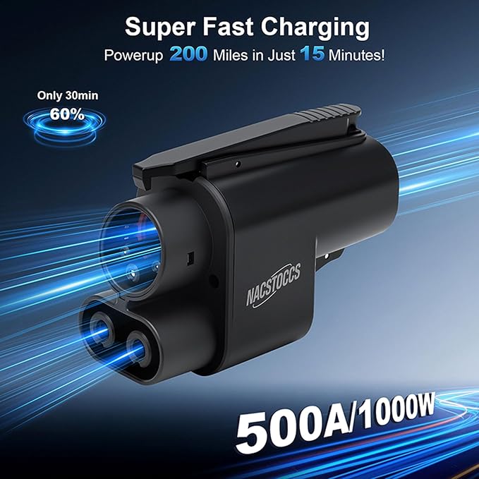 Electric Vehicle Charging Adapter Compatible with Tesla Supercharger, Fit for Rivian,Ford,GM EVs for Tesla Supercharger to CCS1 Charger Adapter, Max 500A 1000V Fast Charge