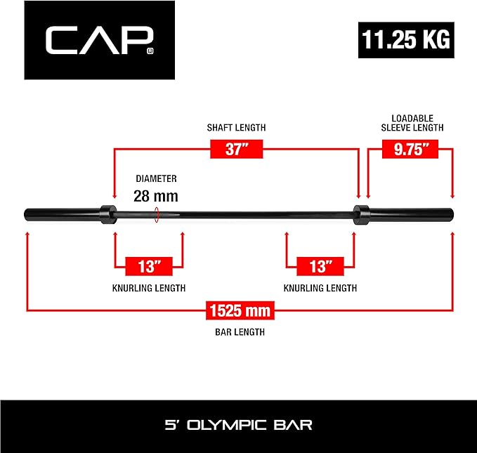 CAP Barbell 2-Inch Olympic Barbell Bars | 5 ft, 6 ft, & 7 ft | Multiple Options