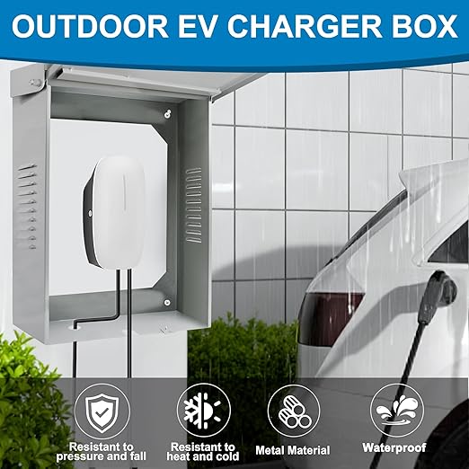 Outdoor EV Charger Enclosure, Wall Charger Cover for Tesla, EV Electric Vehicle Car Charger Cover with Lock, Indoor ＆ Outdoor (Charger Box)