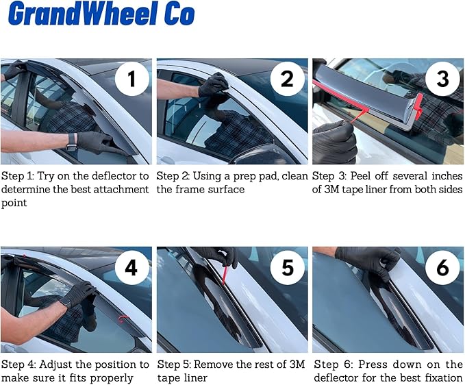 Window Deflectors Smoke Tinted Tape-On Side Window Vent Visor Deflectors Rain Guards Compatible with Honda Ridgeline 2017-2025 - 4pcs. GW0593