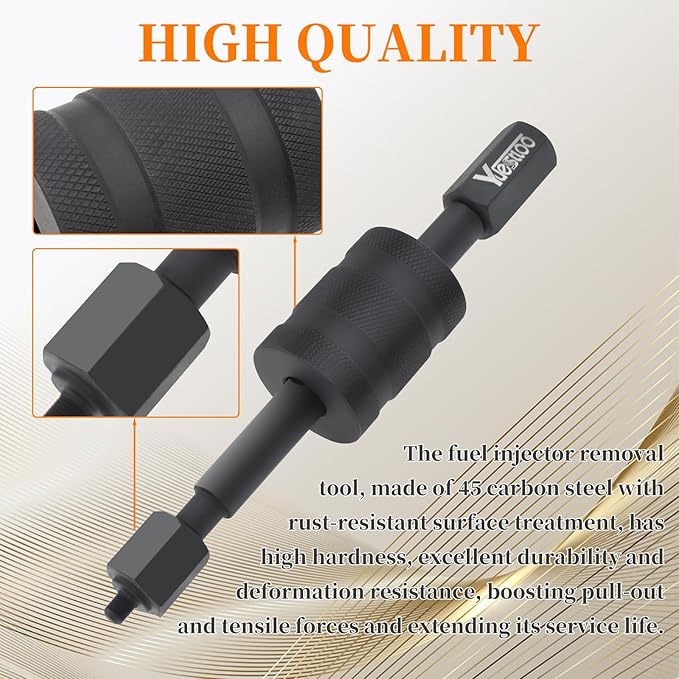 Diesel Injector Puller Tool with Slide Hammer, Fuel Injector Removal Tool with M8 M12 M14 Thread Adapters, Common Rail Injector Remover