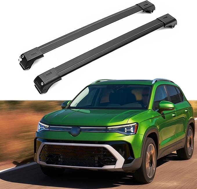 ERKUL Roof Rack Cross Bars for VW Volkswagen Taos 2022-2026 | Aluminum Crossbars with Anti-Theft Lock for Rooftop | Compatible with Raised Rails - Black