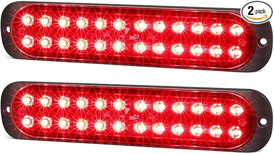 7.5 inch Aluminum Housing Red Stop Brake Turn Signal LED Trailer Lights 24LEDs Waterproof Surface Mount Side Marker Lights for Truck Tractor Motorcycle Jeep RV, 2Pcs