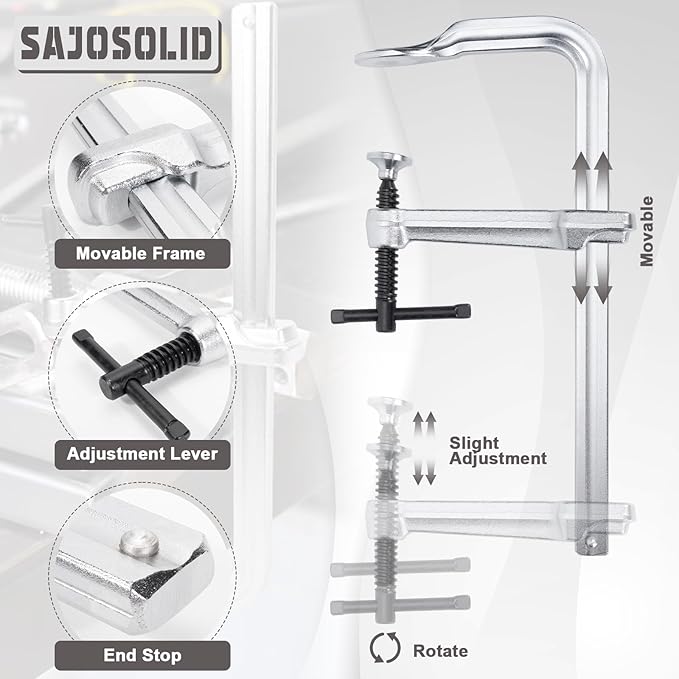 4-Pack F Clamp, 5-5/8 Inch Throat Depth, Max Jaw Opening 12-Inch, Heavy Duty F Clamps with Max 450 KG Clamping Force for Welding, Piping, Metal Working and Woodworking