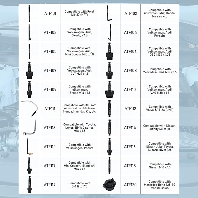 8L Pneumatic Transmission Oil Extractor Pump Set with 20 PCS Filling Adapters, ATF System Fluid Transfer Pump Dispenser Automatic Fluid Extractor Compatible with BMW, Ford, Audi etc.