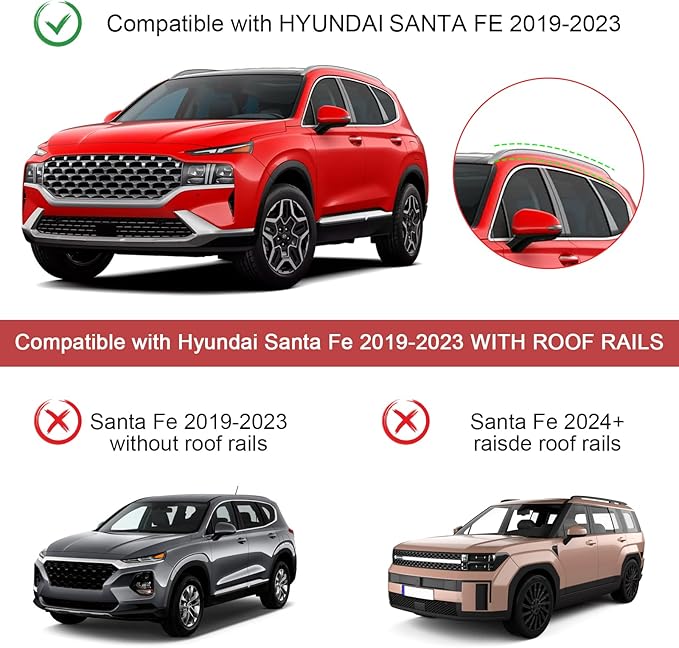 KINGGERI 260lbs Roof Rack Cross Bars Fit for 2019-2023 Hyundai Santa Fe & Santa Fe Hybrid, Lockable Heavy Duty Full Metal Aluminum Roof Rack Cross Bars Cargo Hauler Bag Luggage Kayak Car Accessories