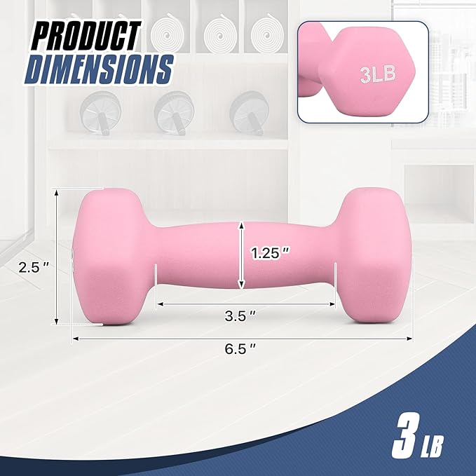 MADOG Dumbbell Set, Anti-Slip Neoprene Coated Hexagon Hand Weights for Home Gym Equipment Workouts Strength Training