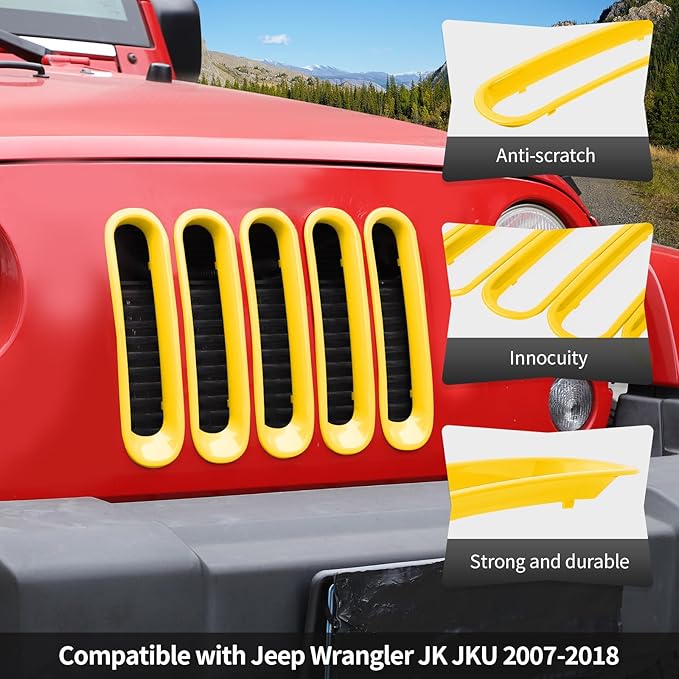 JK Grill Inserts Front Grille Mesh no Mesh Cover Guard for Jeep Wrangler JK 2007-2017 Clip-on Grille Accessories