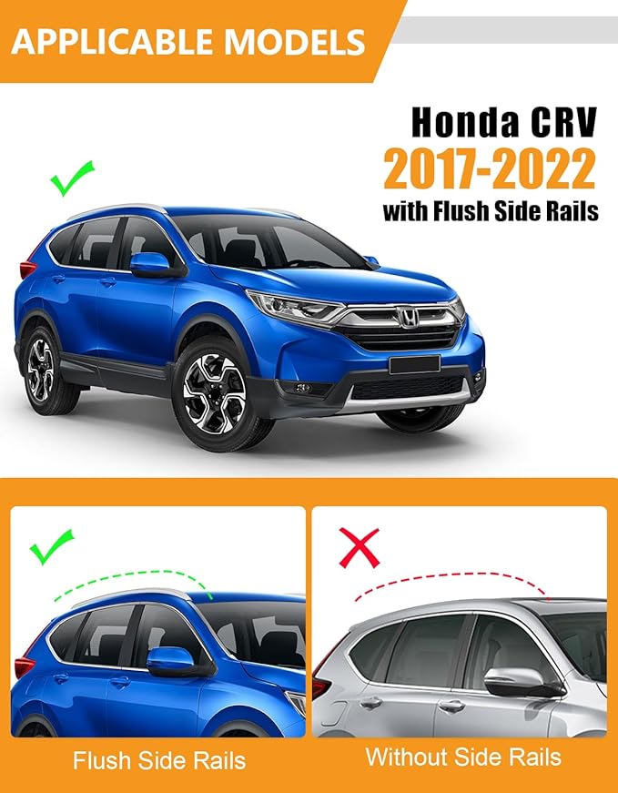 KINGGERI All Aluminum Roof Rack Cross Bars Compatible with Honda CRV 2017-2022 CR-V with Flush Side Rails，260lbs Lockable Heavy Duty Crossbars Rooftop Cargo Basket Luggage Kayak Canoe Snowboard Bike