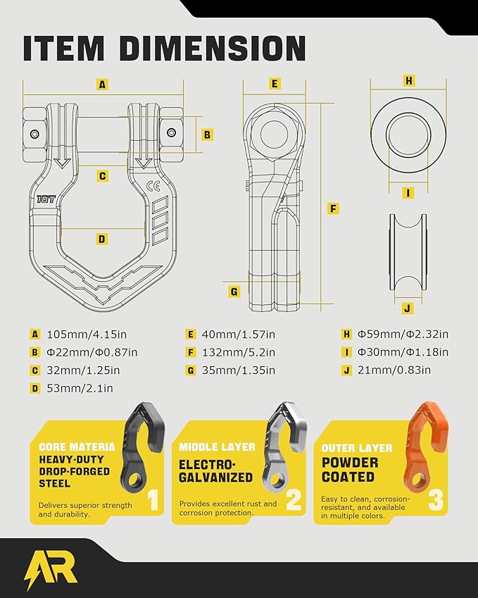 Snatch Block Separate Shackle, 3/4" D Ring Shackle with Pulley, 57320lbs Break Strength, Towing Winch Snatch Block for Off Road Vehicle Recovery, Black Orange 1-Pack
