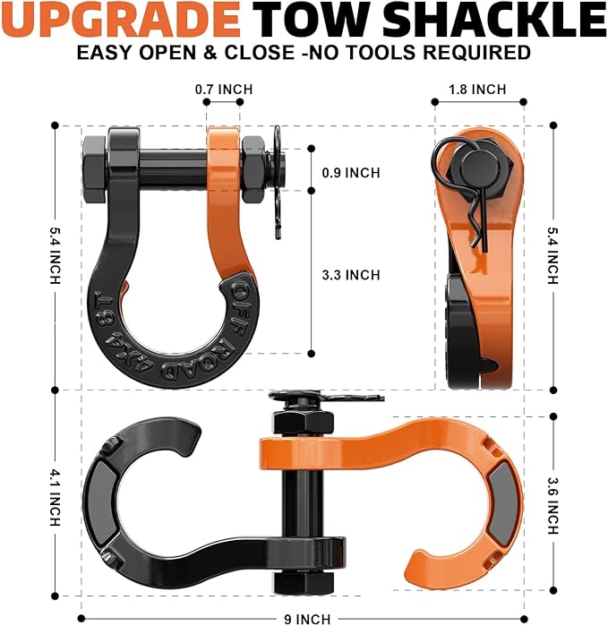 AUTOBOTS Tow Strap Heavy Duty 3" x 30 ft (35,000 lbs) with Shackle Hooks Winch Recovery Rope Towing Strap Offroad Recovery Kit for Jeep Truck Vehicle